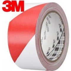 3M 767 Vinil Yer ve Güvenlik İşaretleme Bandı Kırmızı / Beyaz 50mm*33mt
