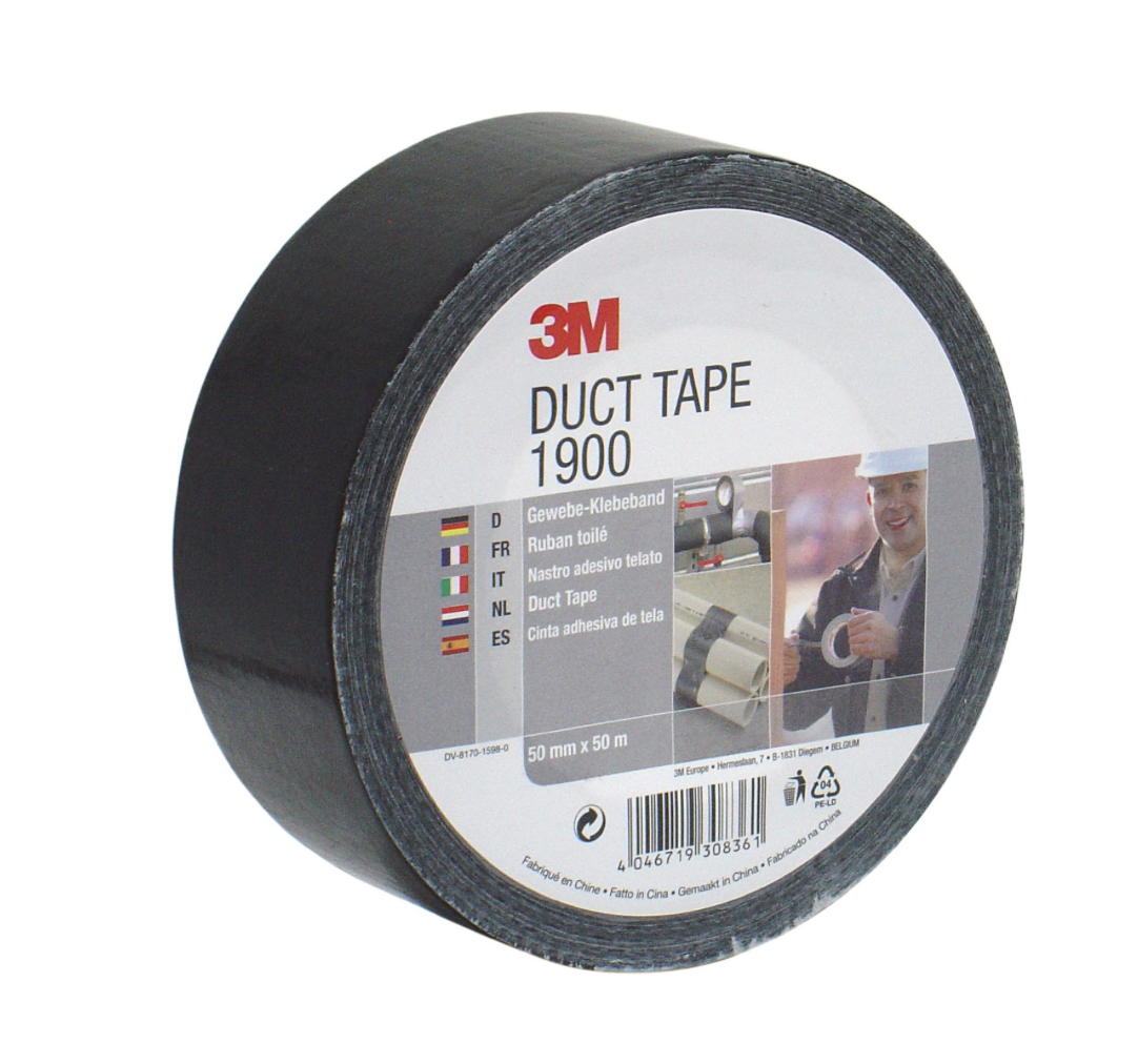 3M 1900 Bez Bant (Duct Tape) Siyah Renk 50mm*50mt 1 Rulo