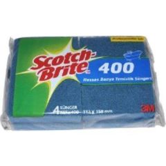 3M Scotch Brite 400 Hassas Banyo Temizlik Süngeri Mavi Renk 4 Paket / 16 adet sünger