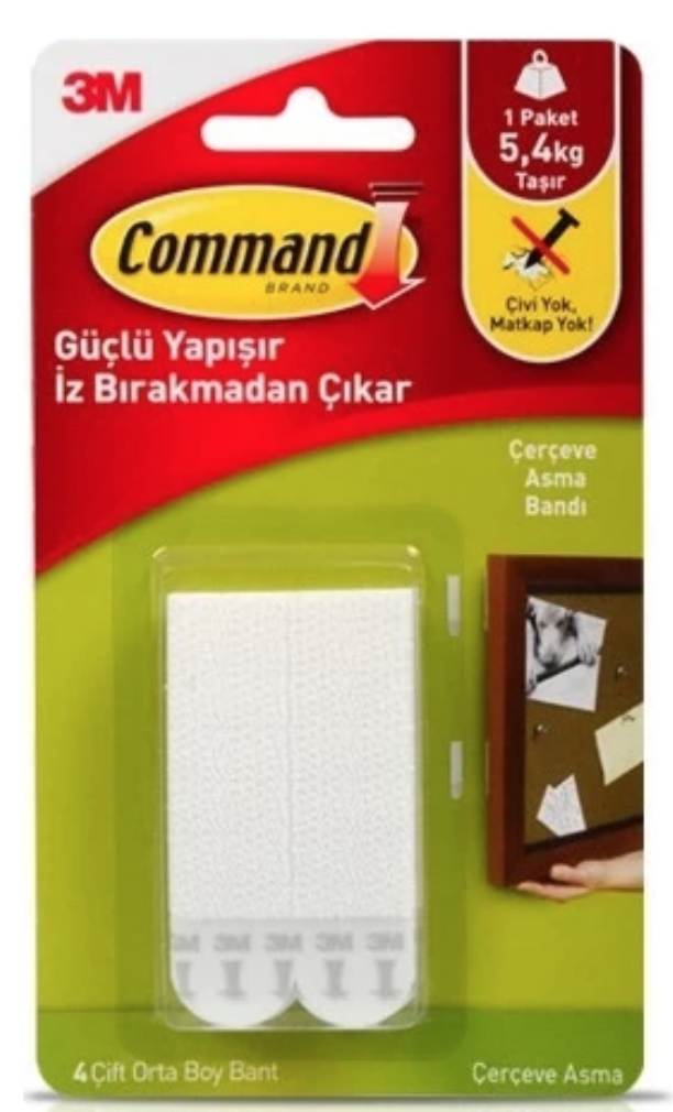3M Command 17201 Orta Boy Cırt Bant 3 Paket