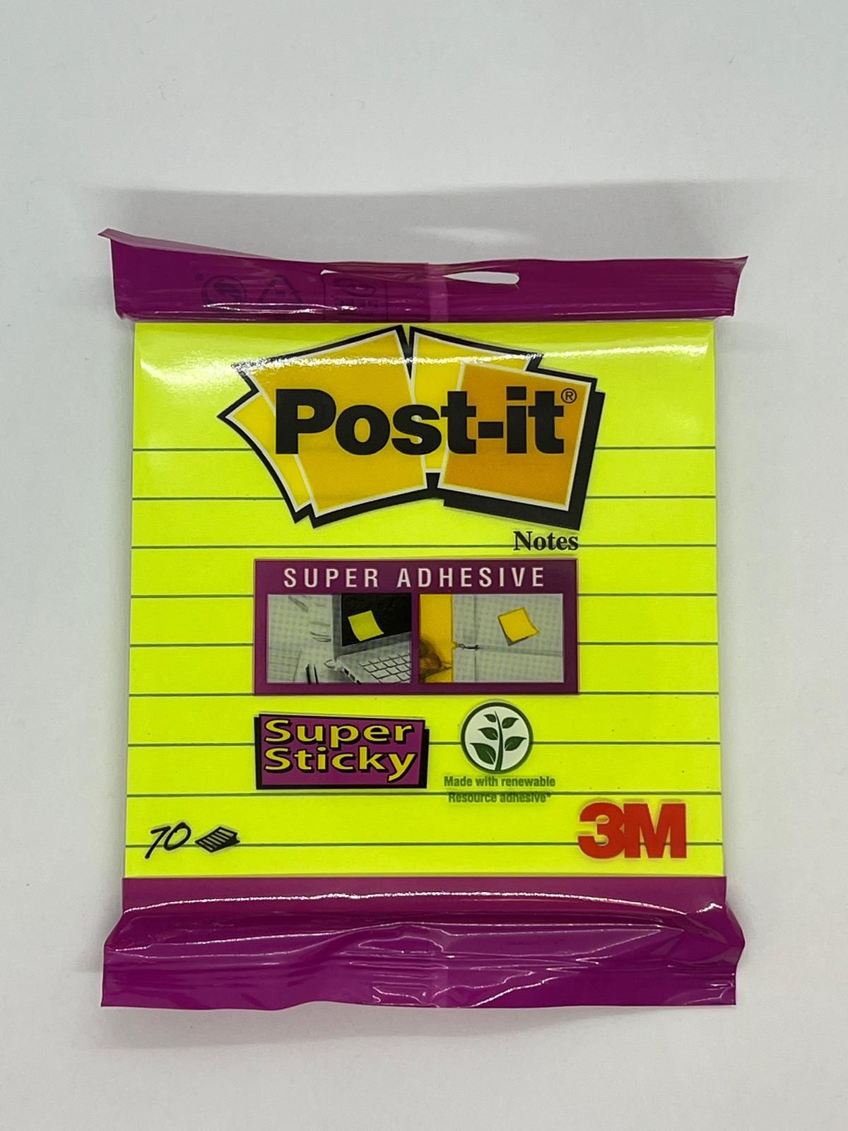 3M Post-it® Super Sticky Not Neon Yesil Çizgili 100mm*100mm 70 yaprak
