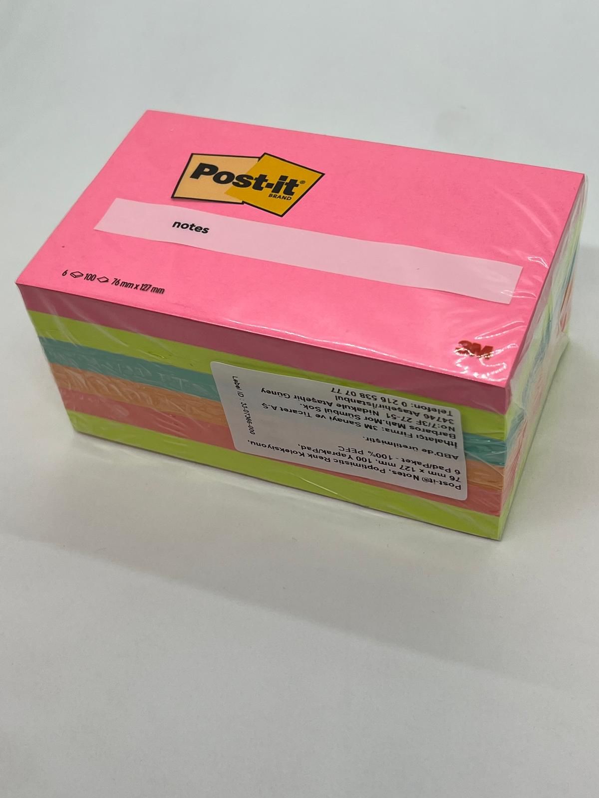 3M Post-it® Not Poptimistic  76mm*127mm 1 Blok / 6 Paket / 600 Yaprak