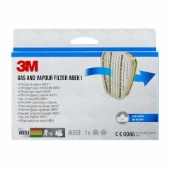 3M 6059 ABEK1 Organik İnorganik Asit Gaz Amonyak Filtresi  2 Takım / 2 Çift