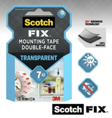 3M SCOTCH-FIX 4910C Şeffaf Çift Taraflı Montaj Bandı 19mm*1,5metre
